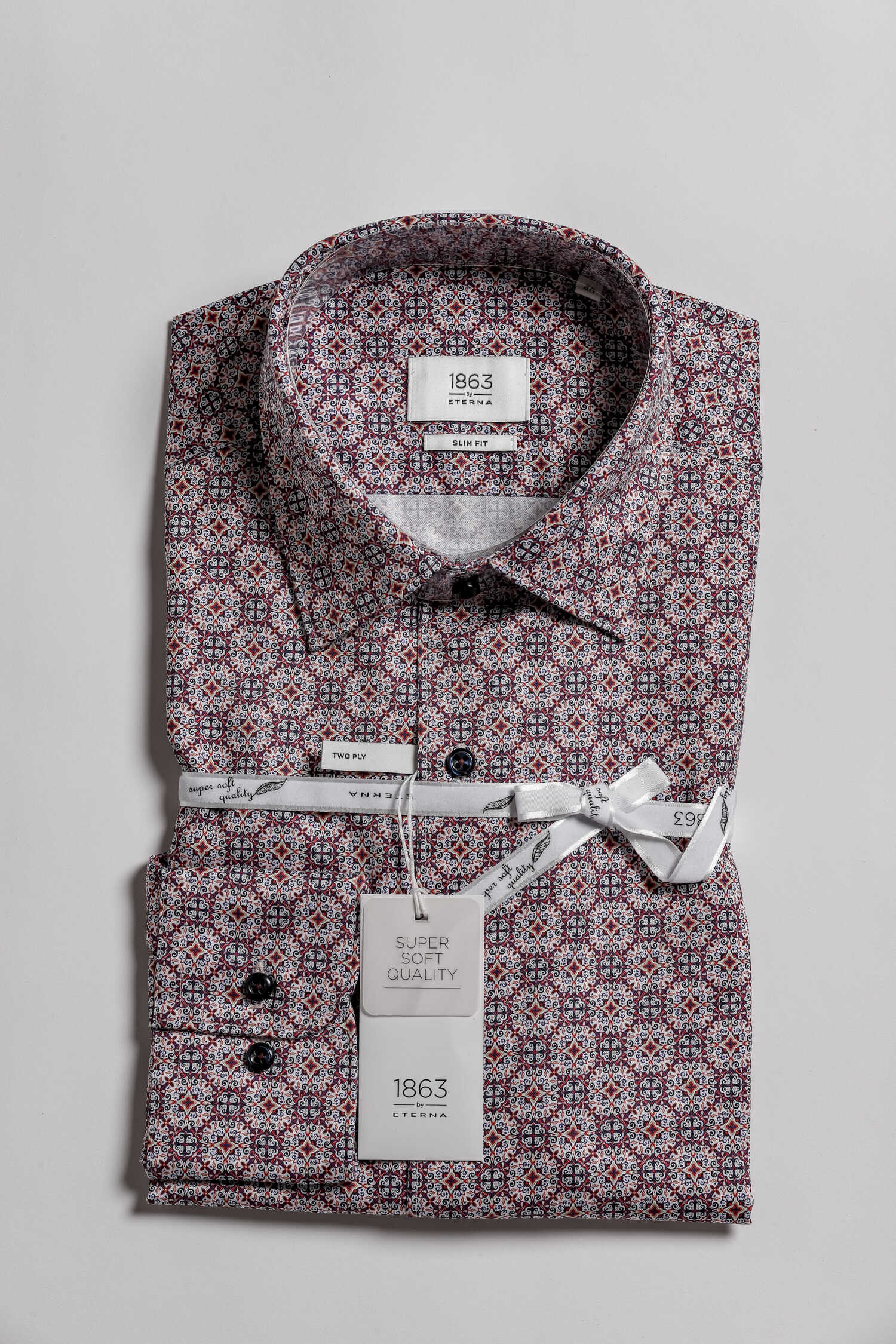 1863 Eterna Slim fit bordó mintás ing - Limitált kollekció